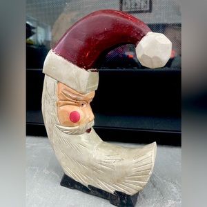 Folk art carved wooden Santa